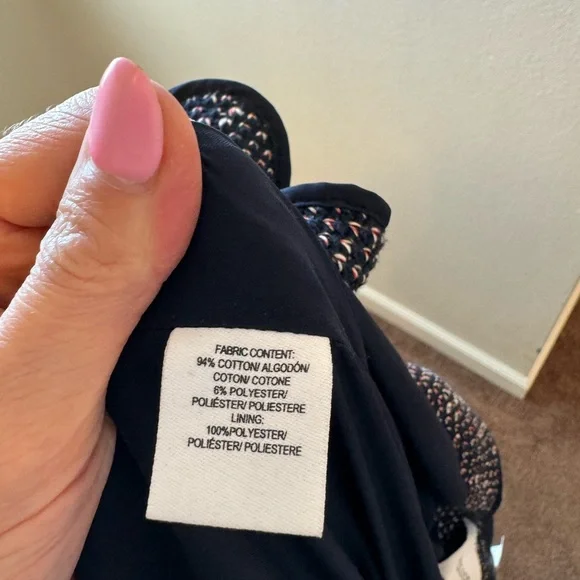 Derek Lam 10 Crosby 8 Navy Red Cardigan Jacket Cotton Tweed Size 2 - Picture 8 of 11